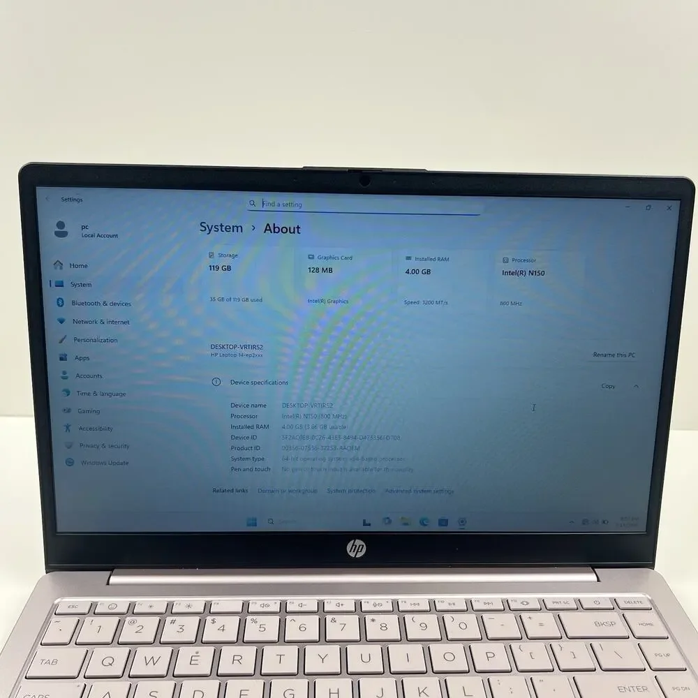 HP 14-EP2011WM 128GB SSD 4GB RAM 128MB Intel Graphics N150 @ 0.8GHz Windows 11